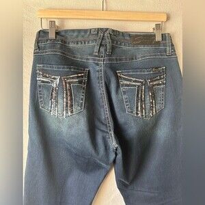 Seven7 For All Mankind Rocker Slim Sz 10 Jeans Sequence Pockets